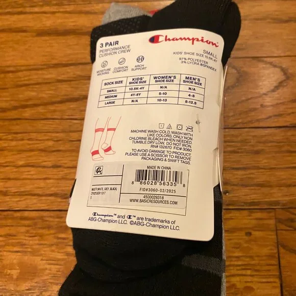 Kids Champion All Sport Performance Crew Socks 3pk - Picture 2 of 2